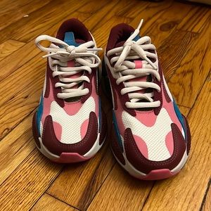 Puma running system sneakers RS-X3 puzzle Cabernet pink blue green. Size 6